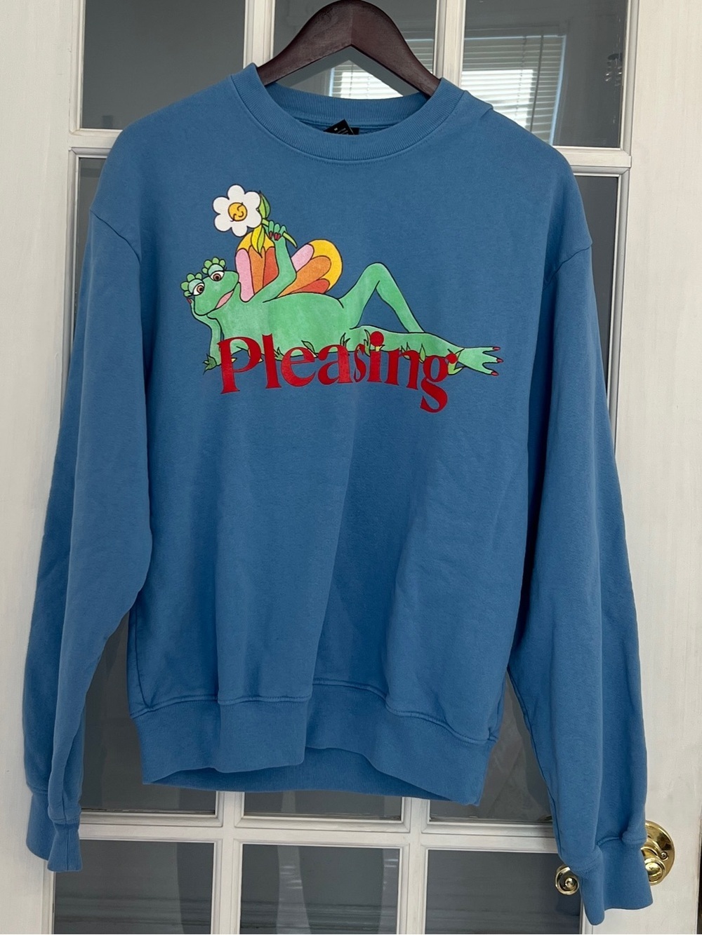 PLEASING Harry Styles Men's Blue Frog Graphic Crewneck Sweatshirt Size M